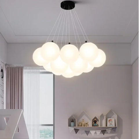 Modern LED Chandeliers Milk White Glass Ball Pendant Lamps Living Room Kitchen Restaurant Hotel Lustre E27 Home Lighting Decor