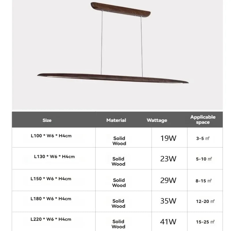 Wooden Led Pendant Lamp Long With Remote Dimmable Wood Linear Led Pendant Light Fixtures For Dining Room Kitchen Table