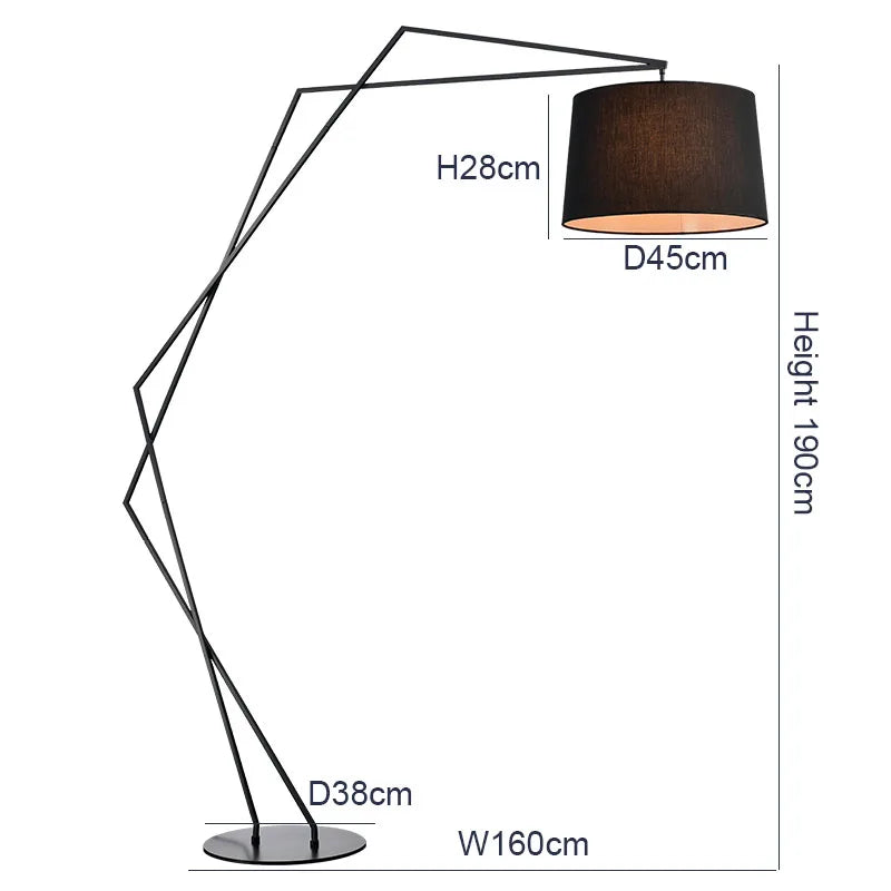 Nordic LED Fishing Floor Lamp Fabric Lampshade Standing Light Living Room Bedroom Home Decor Indoor Lighting Table Lamp Remote