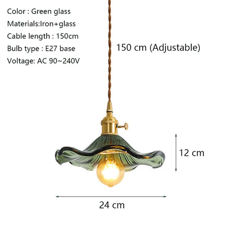Modern Simple Lotus Leaf Pendant Lights for Bedroom Dining Room Kitchen Nordic Led Glass Pendant Lamp Green  Brown/ Clear Glass