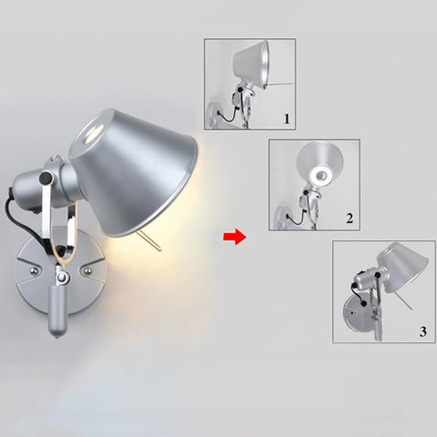 360° Rotating Shade 180° Swivel Arm Wall Lamp with Flexible Joints Modern Design Adjustable Wall Sconce for Bedroom/Living Room