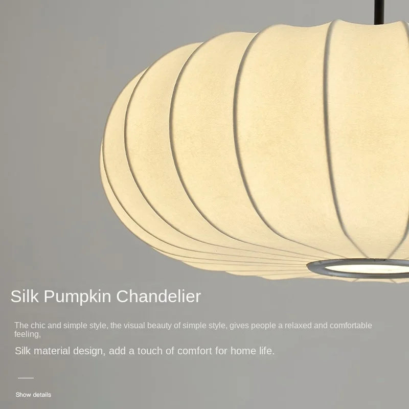 New Wabi Sabi E27 Led Pendant Light Dining Room Silk Suspend Lamp Bedroom Led Lamparas Luminarias Chandelier Lighting Droplight