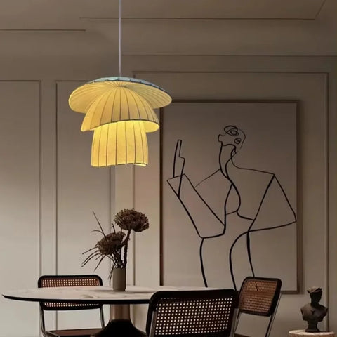 Modern Japanese Wabi Sabi Silk Chandeliers Living Dining Room Bedroom Home Decor Nordic Pendant Lights Indoor Lighting Fixtures