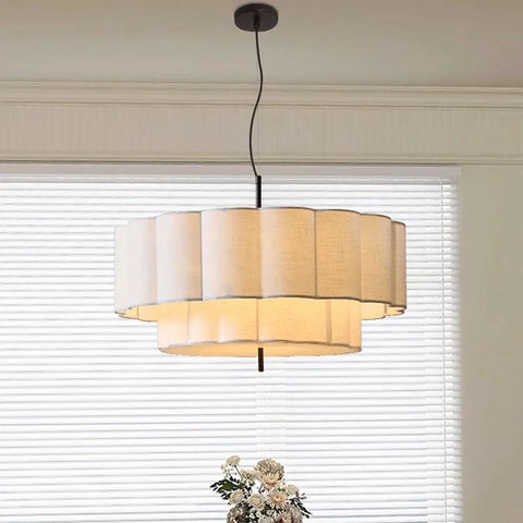 Nordic Retro Living Room Chandeliers Lighting Wabi Sabi Fabric Restaurant Pendant Lights French Medieval Bedroom Hanging Lamps