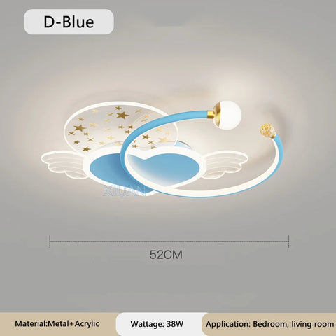 Warm Romantic Children's Room Ceiling Lamps LED Heart Shaped Lamp Pink Crown Light Princess Room Girl Boy Bedroom Ceiling Lights