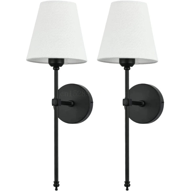 Modern American Led Wall Lamp for Bathroom Mirror Light Bedroom Room Decor Corridor Cloth Lampshade Sconce Wiring is required
