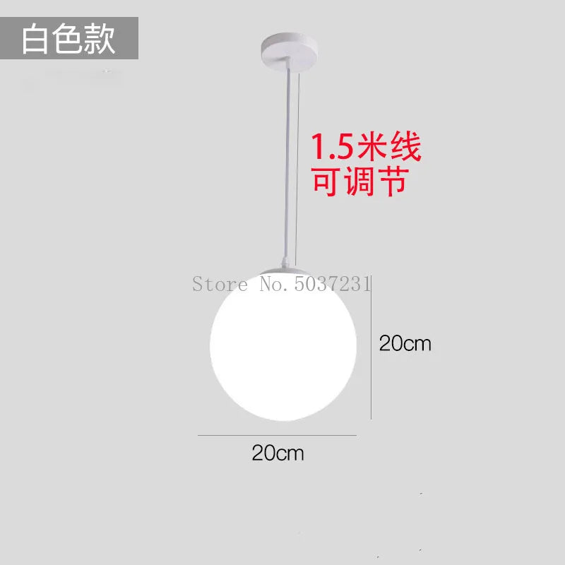 Modern White PE Ball Pendant Lights Nordic Led Hanging Lamp Simple Acrylic Ball Lighting for Living Room Bedroom Dining Fixture