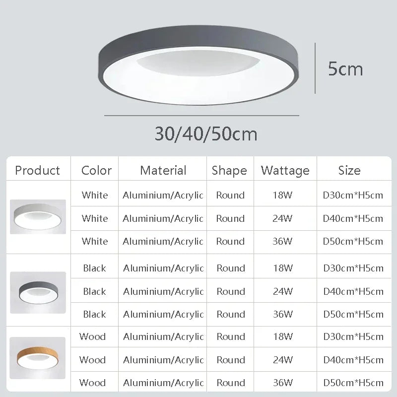 LED Ceiling Light 30/40/50CM Remote Control Adjustable Color Temperature Brightness Bedroom Living Room Hotel Indoor Lamp Lustre