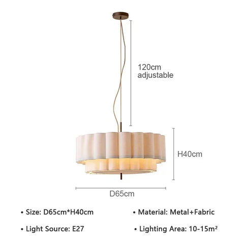 Nordic Retro Living Room Chandeliers Lighting Wabi Sabi Fabric Restaurant Pendant Lights French Medieval Bedroom Hanging Lamps