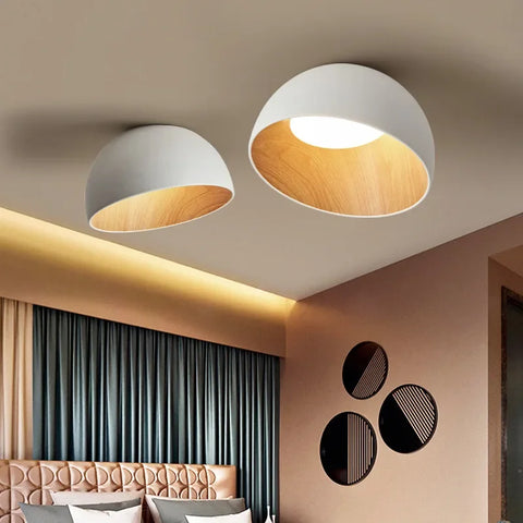 Nordic Led Ceiling Lights for Dining Room Cabinets Bedroom Ceiling Lamp Black and White Wood Grain Home Decor Light Fixture