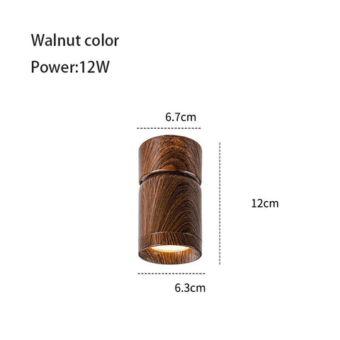 Led Spotlights Surface Mounted Walnut Color Wood Grain Spot Light Wabi Sabi Style Adjustable Angle Retro Ceiling Lamp 7W 10W 12W
