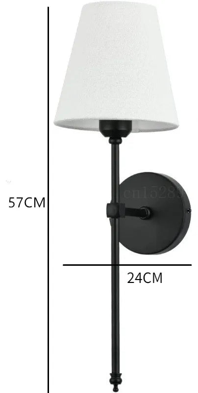 Modern American Led Wall Lamp for Bathroom Mirror Light Bedroom Room Decor Corridor Cloth Lampshade Sconce Wiring is required