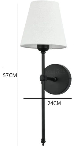 Modern American Led Wall Lamp for Bathroom Mirror Light Bedroom Room Decor Corridor Cloth Lampshade Sconce Wiring is required