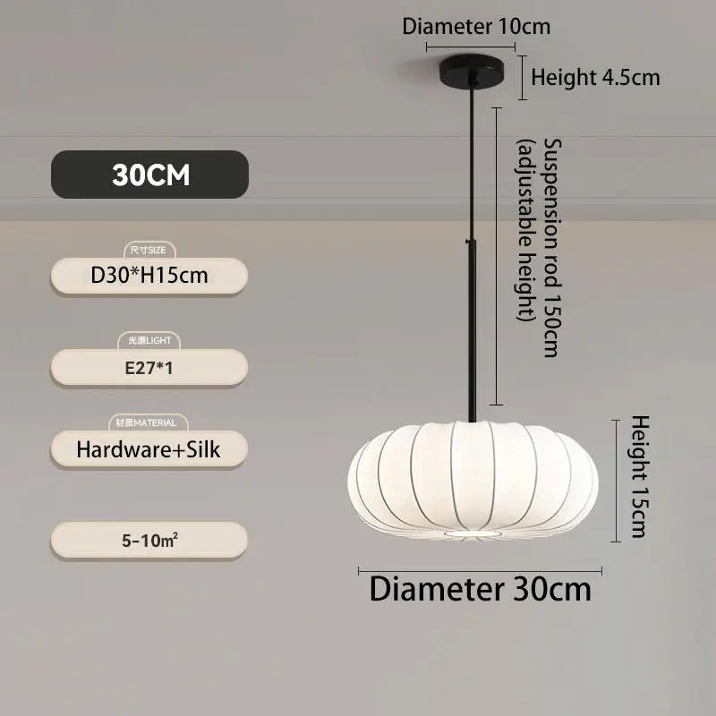New Wabi Sabi E27 Led Pendant Light Dining Room Silk Suspend Lamp Bedroom Led Lamparas Luminarias Chandelier Lighting Droplight