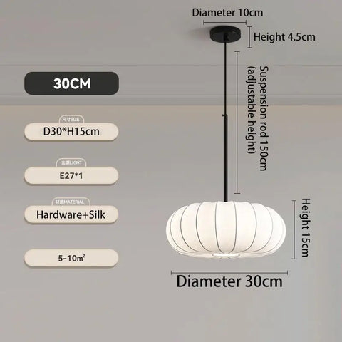 New Wabi Sabi E27 Led Pendant Light Dining Room Silk Suspend Lamp Bedroom Led Lamparas Luminarias Chandelier Lighting Droplight