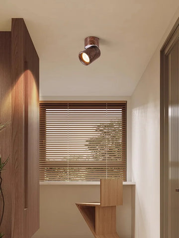 Led Spotlights Surface Mounted Walnut Color Wood Grain Spot Light Wabi Sabi Style Adjustable Angle Retro Ceiling Lamp 7W 10W 12W