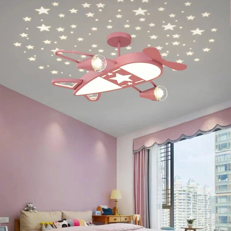 Modern Creative Boy Girl Bedroom Baby Room Decor Ceiling Lamps Starry Sky Airplane Light Romantic Children's Room Ceiling Lights