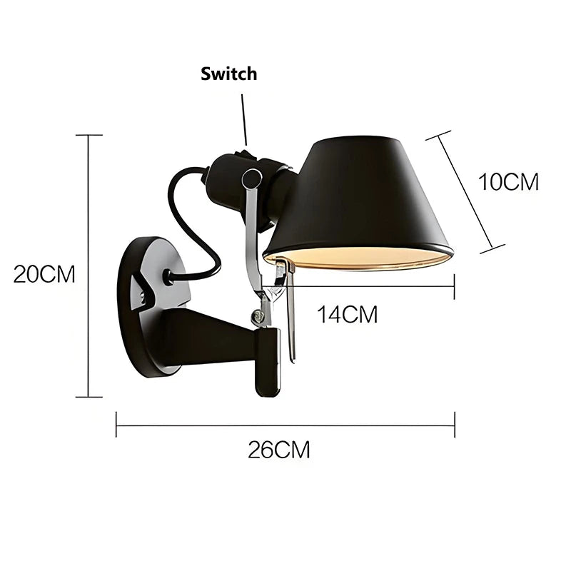 360° Rotating Shade 180° Swivel Arm Wall Lamp with Flexible Joints Modern Design Adjustable Wall Sconce for Bedroom/Living Room