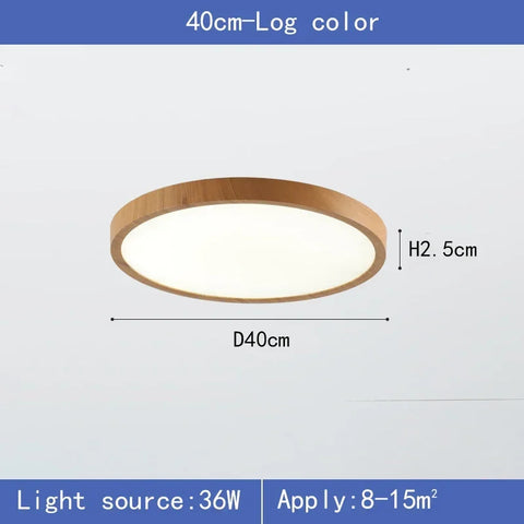 Circular LED Ceiling Light Modern Simple Walnut Wood Grain Decorative Light Living Room Bedroom Balcony Ultra-thin Ceiling Light