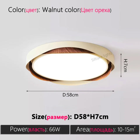LED master bedroom ceiling lamp modern simple walnut color eye protection study lights design round living room lamps
