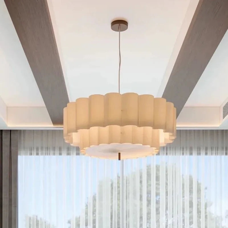 Nordic Retro Living Room Chandeliers Lighting Wabi Sabi Fabric Restaurant Pendant Lights French Medieval Bedroom Hanging Lamps