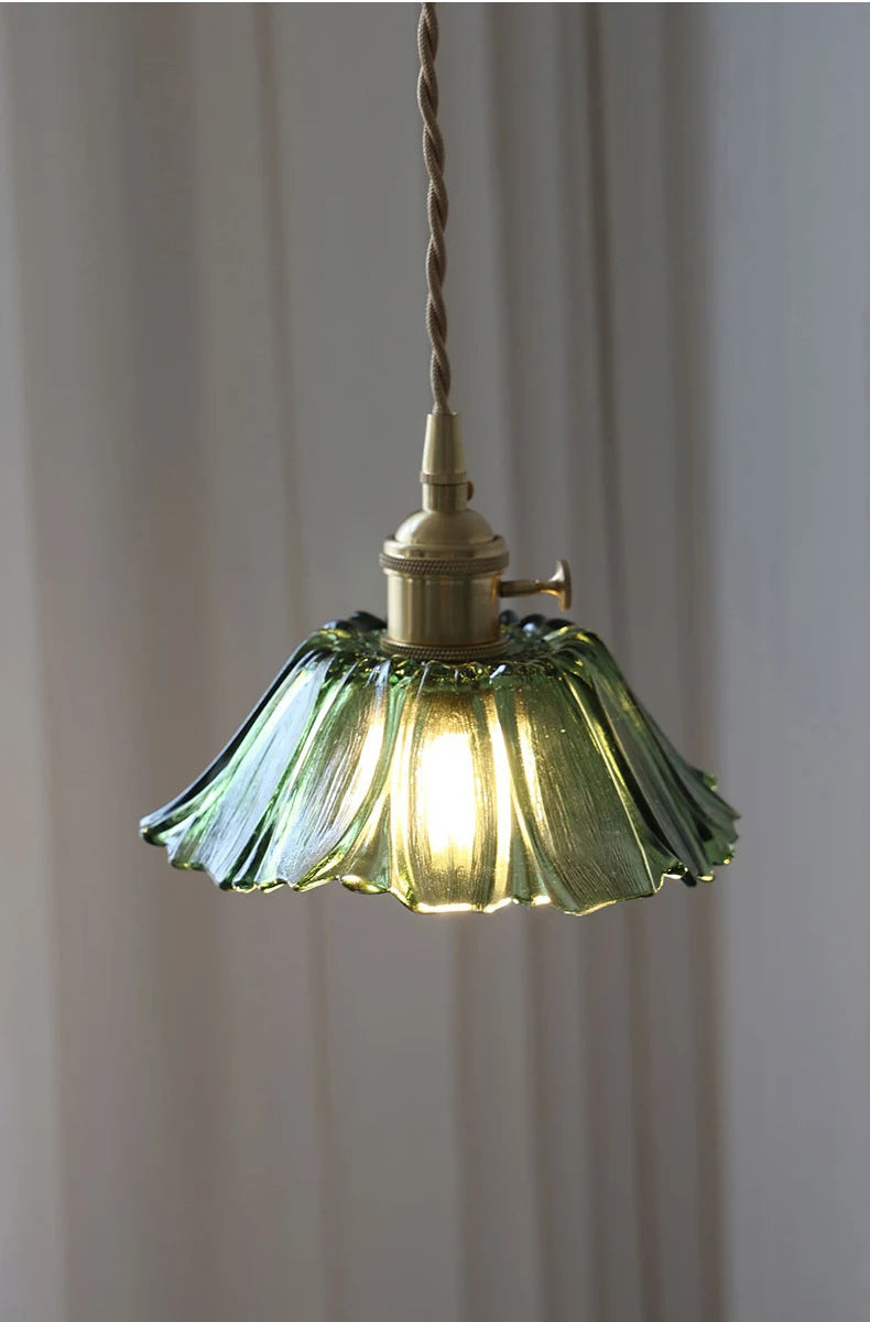Color Nordic Pendant Light Lamp Glass Design Deco Led Hanging Light Fixtures Bedroom Modern Copper Japanese Luminaire Suspension
