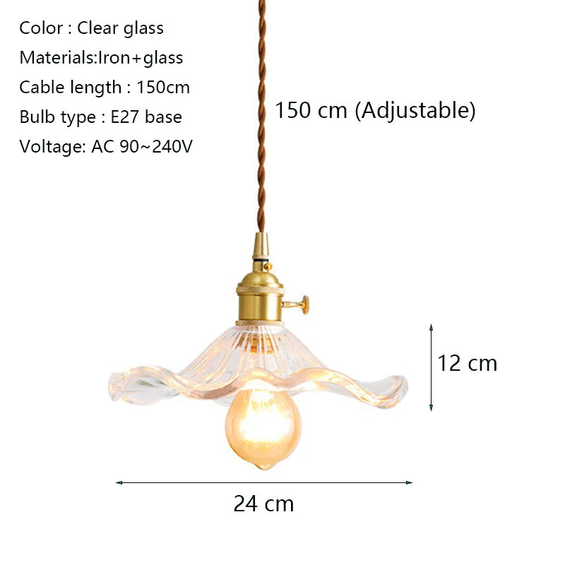 Modern Simple Lotus Leaf Pendant Lights for Bedroom Dining Room Kitchen Nordic Led Glass Pendant Lamp Green  Brown/ Clear Glass