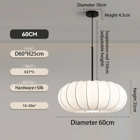 New Wabi Sabi E27 Led Pendant Light Dining Room Silk Suspend Lamp Bedroom Led Lamparas Luminarias Chandelier Lighting Droplight
