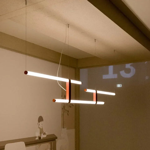 Modern Creative Line Restaurant Dining Table Bar Counter Long Strip Pendant Light Suitable for Hotel Front Desk Balcony Corridor