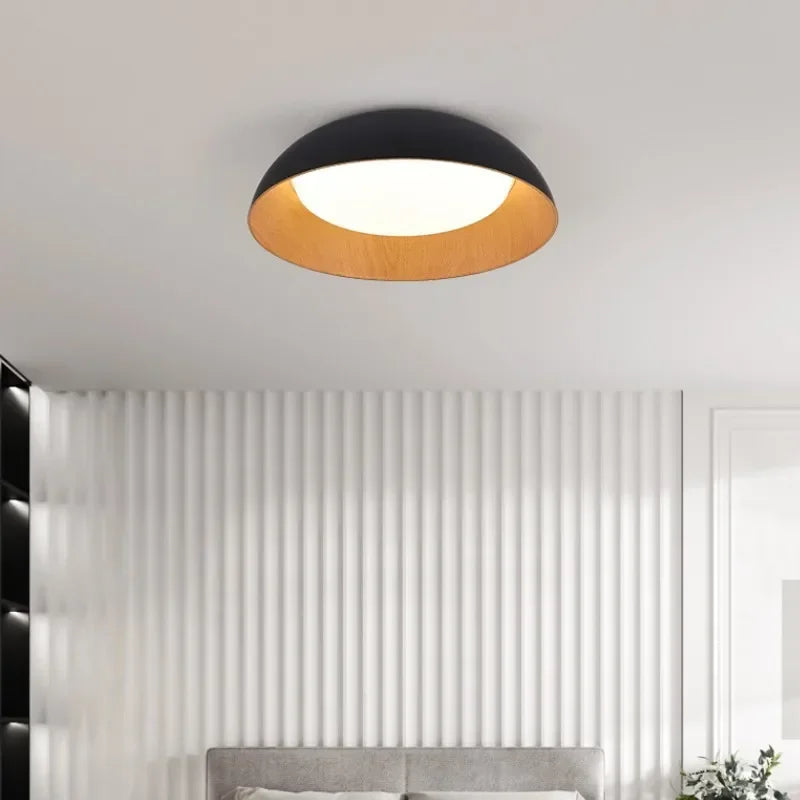 Nordic Led Ceiling Lights for Dining Room Cabinets Bedroom Ceiling Lamp Black and White Wood Grain Home Decor Light Fixture
