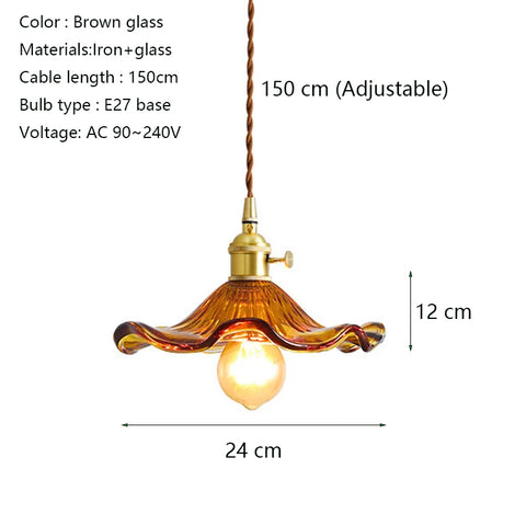Modern Simple Lotus Leaf Pendant Lights for Bedroom Dining Room Kitchen Nordic Led Glass Pendant Lamp Green  Brown/ Clear Glass