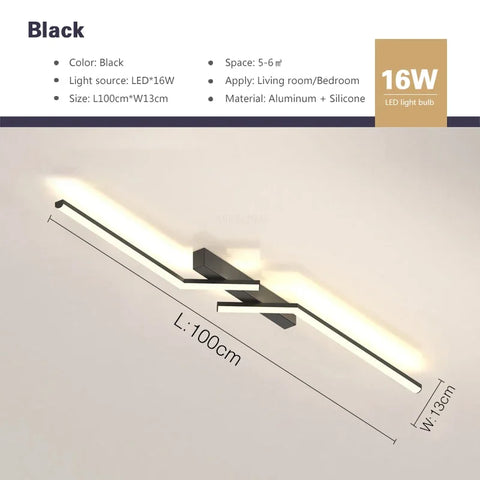 Modern LED Line Ceiling Lamp modern Living Room Dining Room Master Bedroom Study Fixture Gold Black Ceiling Lights Illumination