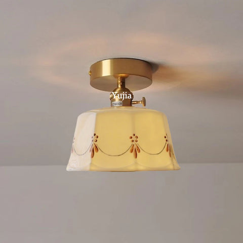 Elegant Brass Ceramic Pendant Ceiling Lamps Kitchen Island Modern Brass Hanging Lighting Fixtures with Switch AC 110-240V