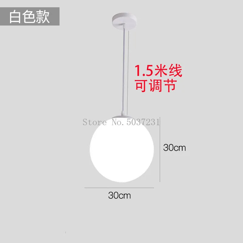 Modern White PE Ball Pendant Lights Nordic Led Hanging Lamp Simple Acrylic Ball Lighting for Living Room Bedroom Dining Fixture