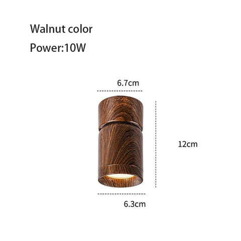 Led Spotlights Surface Mounted Walnut Color Wood Grain Spot Light Wabi Sabi Style Adjustable Angle Retro Ceiling Lamp 7W 10W 12W