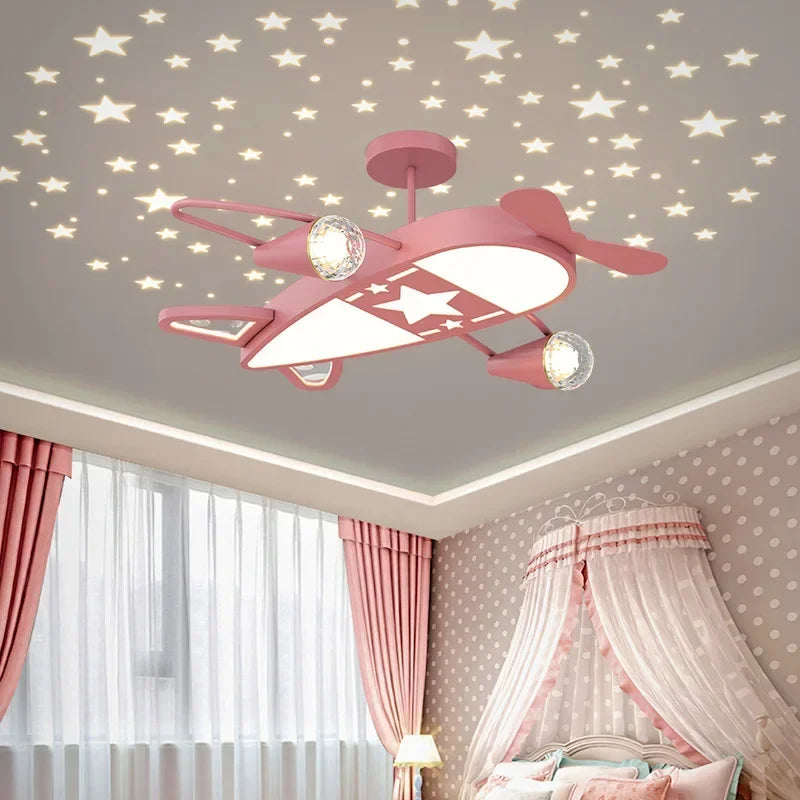 Modern Creative Boy Girl Bedroom Baby Room Decor Ceiling Lamps Starry Sky Airplane Light Romantic Children's Room Ceiling Lights