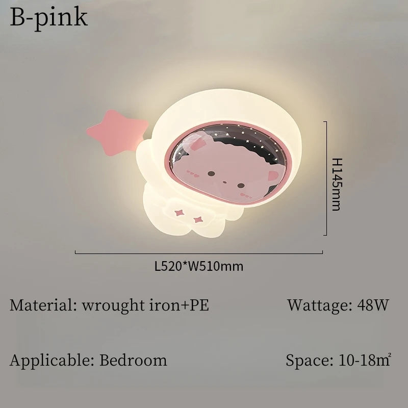 Modern Cartoon Astronaut Planet Ceiling Light Children Bedroom Study Nursery Home Decorate Chandelier Lamp Lustre Indoor Fixture