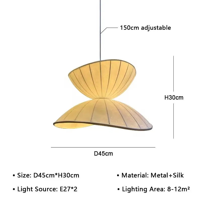 Modern Japanese Wabi Sabi Silk Chandeliers Living Dining Room Bedroom Home Decor Nordic Pendant Lights Indoor Lighting Fixtures