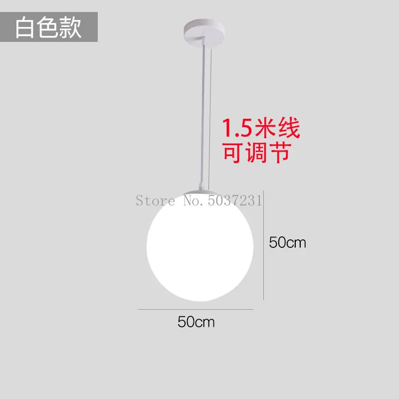 Modern White PE Ball Pendant Lights Nordic Led Hanging Lamp Simple Acrylic Ball Lighting for Living Room Bedroom Dining Fixture
