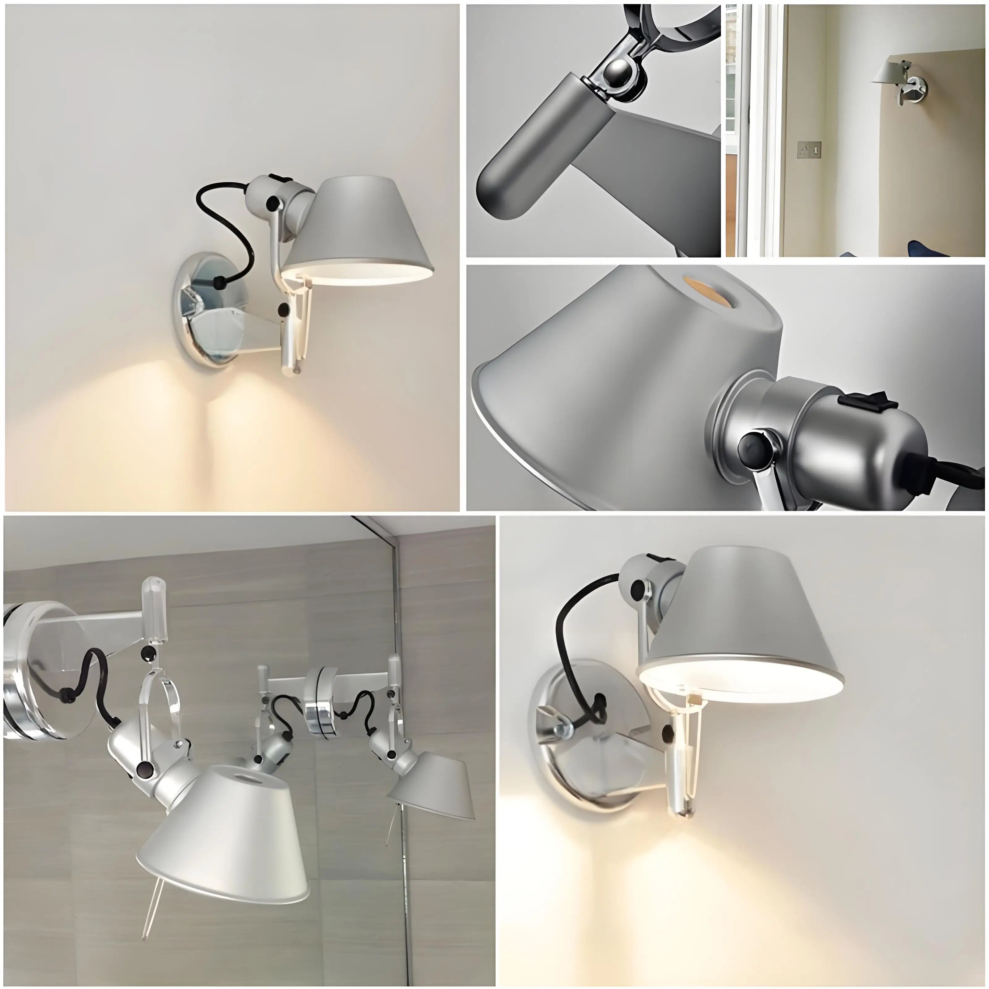 360° Rotating Shade 180° Swivel Arm Wall Lamp with Flexible Joints Modern Design Adjustable Wall Sconce for Bedroom/Living Room