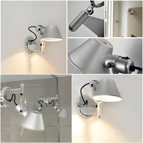 360° Rotating Shade 180° Swivel Arm Wall Lamp with Flexible Joints Modern Design Adjustable Wall Sconce for Bedroom/Living Room