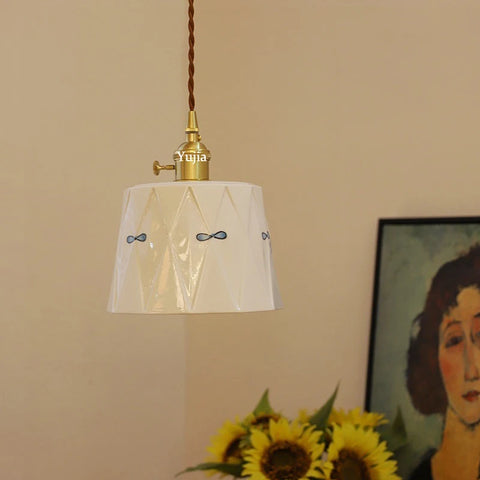 Elegant Brass Ceramic Pendant Ceiling Lamps Kitchen Island Modern Brass Hanging Lighting Fixtures with Switch AC 110-240V