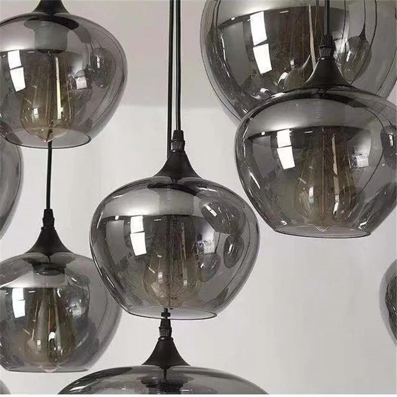 Postmodern Grey Glass Led Pendant Lights For Kitchen Hanging Lamp Dining Room Home Decor Loft Suspension Lighting Luminaire