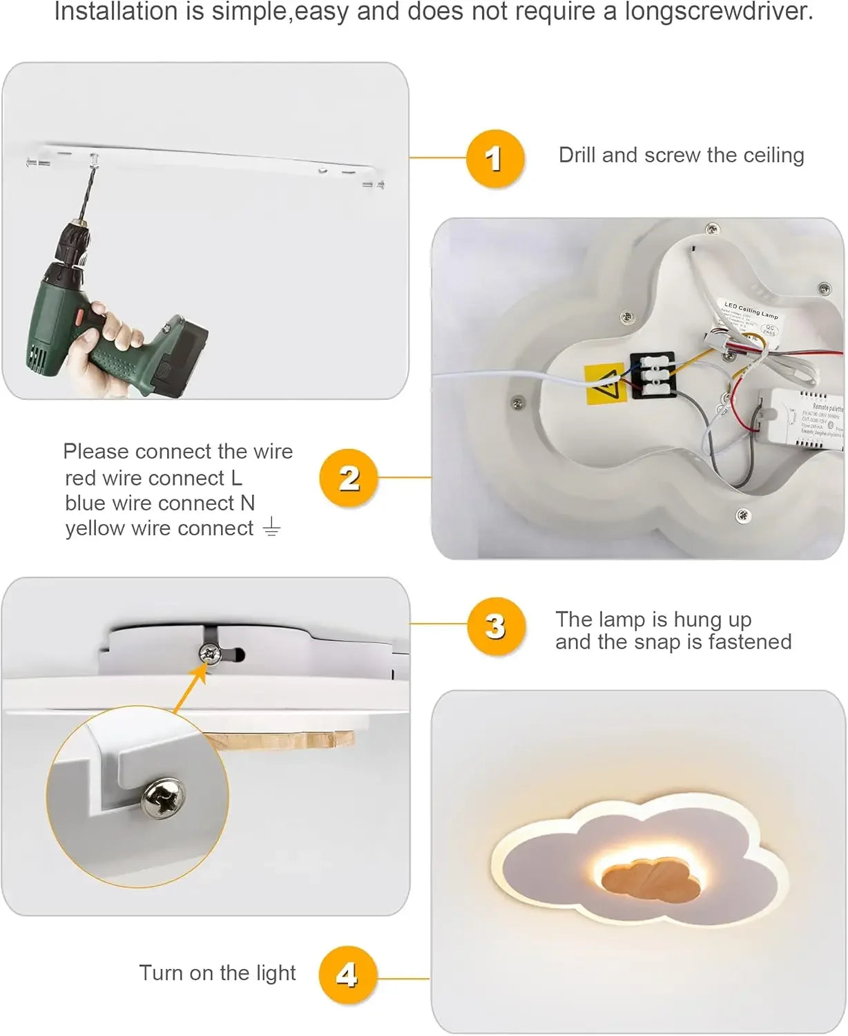 Cloud Ceiling Light Children Room Ceiling Light Fixture Acrylic LED Ceiling Light Dimmable with Remote Control Lamp Kid Bedroom