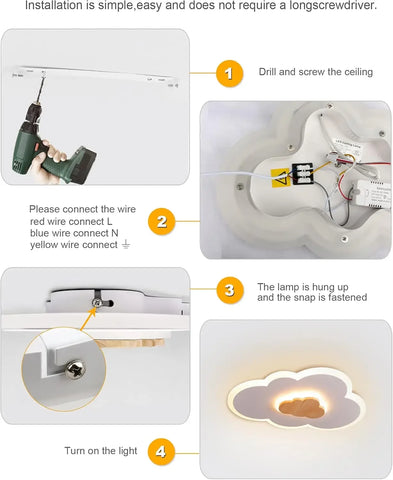 Cloud Ceiling Light Children Room Ceiling Light Fixture Acrylic LED Ceiling Light Dimmable with Remote Control Lamp Kid Bedroom