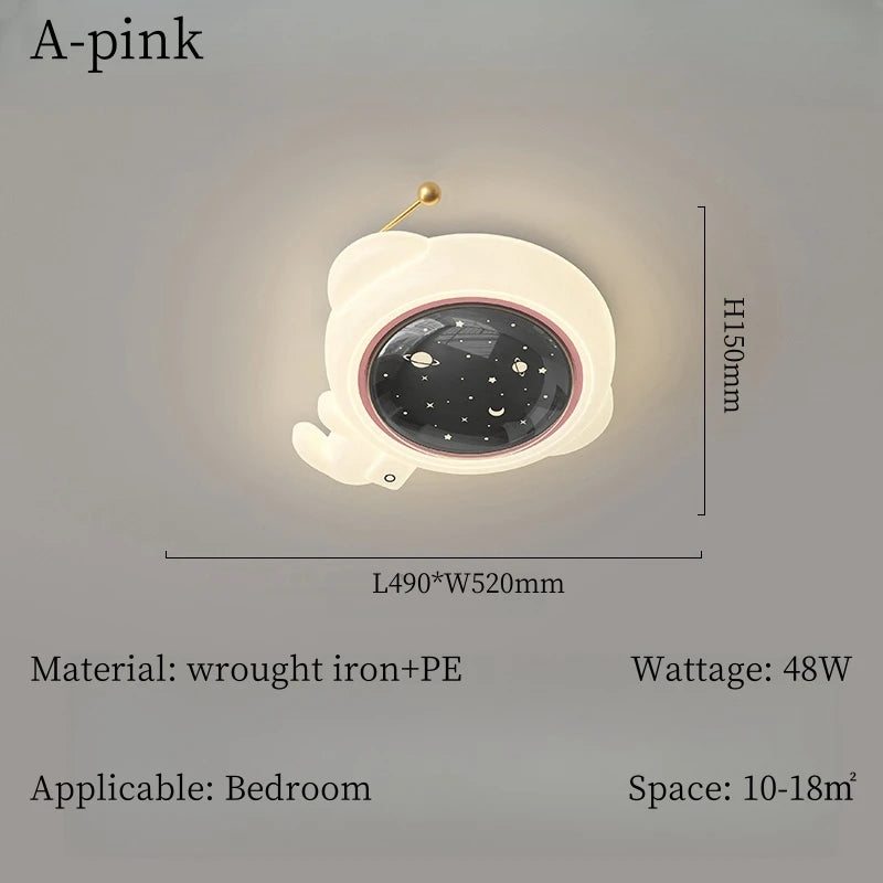 Modern Cartoon Astronaut Planet Ceiling Light Children Bedroom Study Nursery Home Decorate Chandelier Lamp Lustre Indoor Fixture