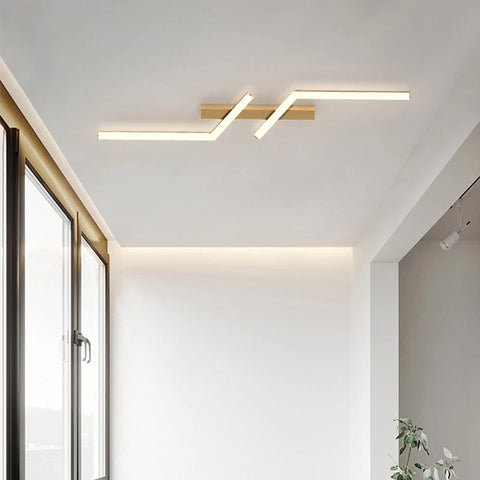 Modern LED Line Ceiling Lamp modern Living Room Dining Room Master Bedroom Study Fixture Gold Black Ceiling Lights Illumination