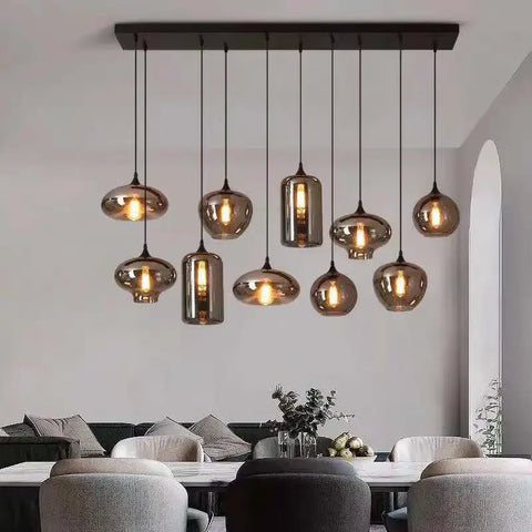 Postmodern Grey Glass Led Pendant Lights For Kitchen Hanging Lamp Dining Room Home Decor Loft Suspension Lighting Luminaire