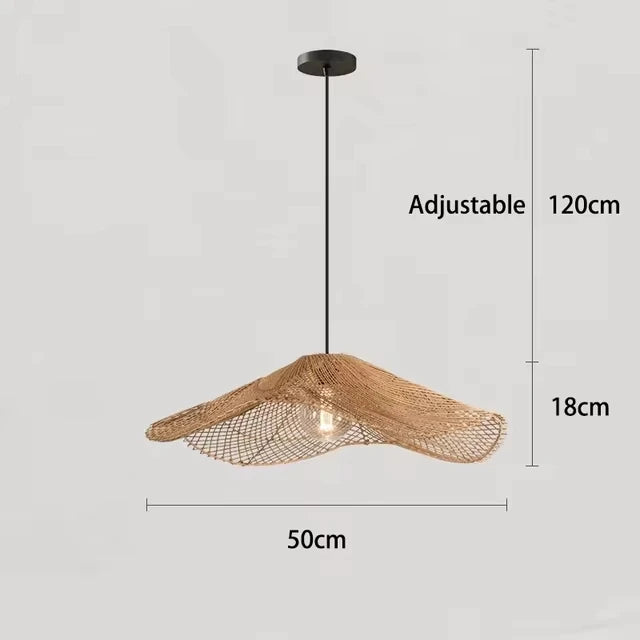 Woven Rattan Chandelier Restaurant Straw Hat Lights Dinning Room Hotel Loft wabi sabi lamp Japanese Decorative Hanging Lamp