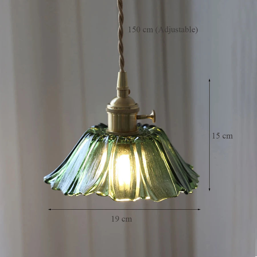 Color Nordic Pendant Light Lamp Glass Design Deco Led Hanging Light Fixtures Bedroom Modern Copper Japanese Luminaire Suspension